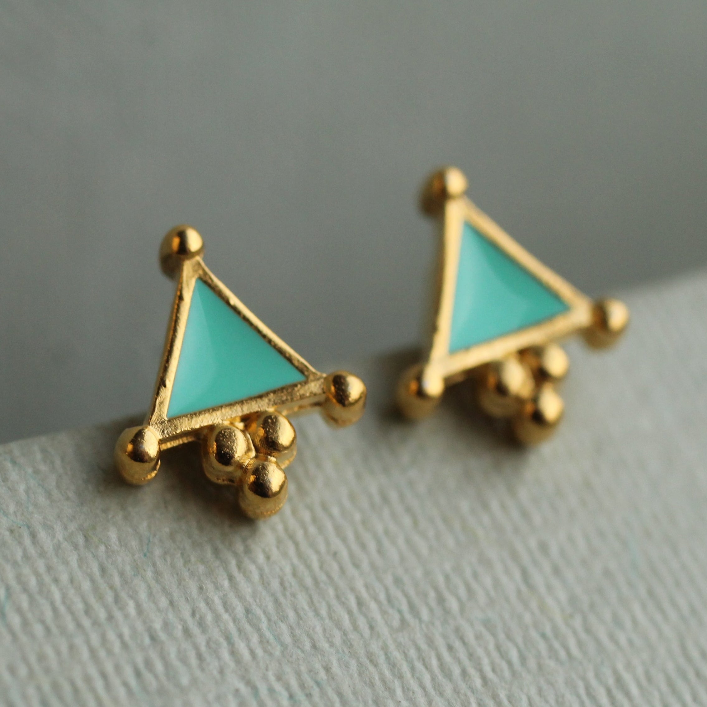 Turquoise Triangle Stud Earrings