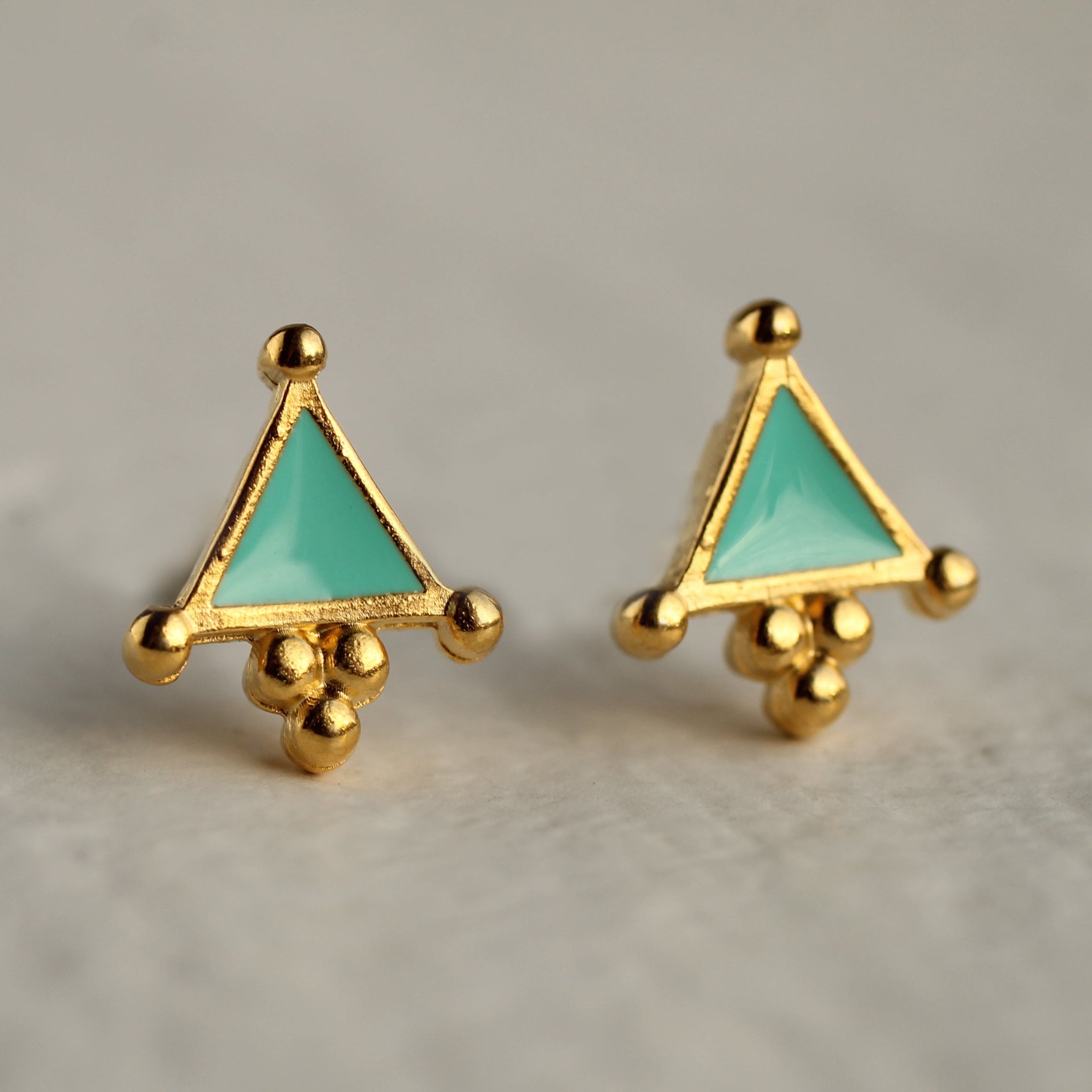 Turquoise Triangle Stud Earrings