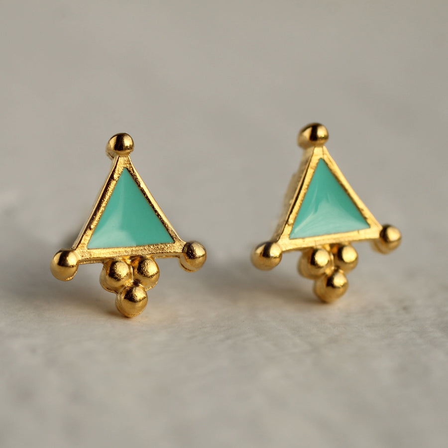 Turquoise Triangle Stud Earrings