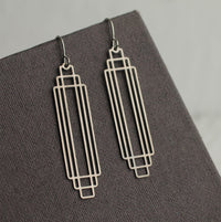 Art Deco Silver Rectangle Earrings