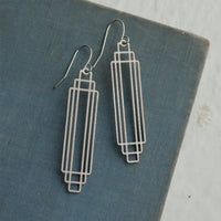 Art Deco Silver Rectangle Earrings