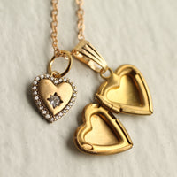 Vintage Heart Charm Locket Necklace