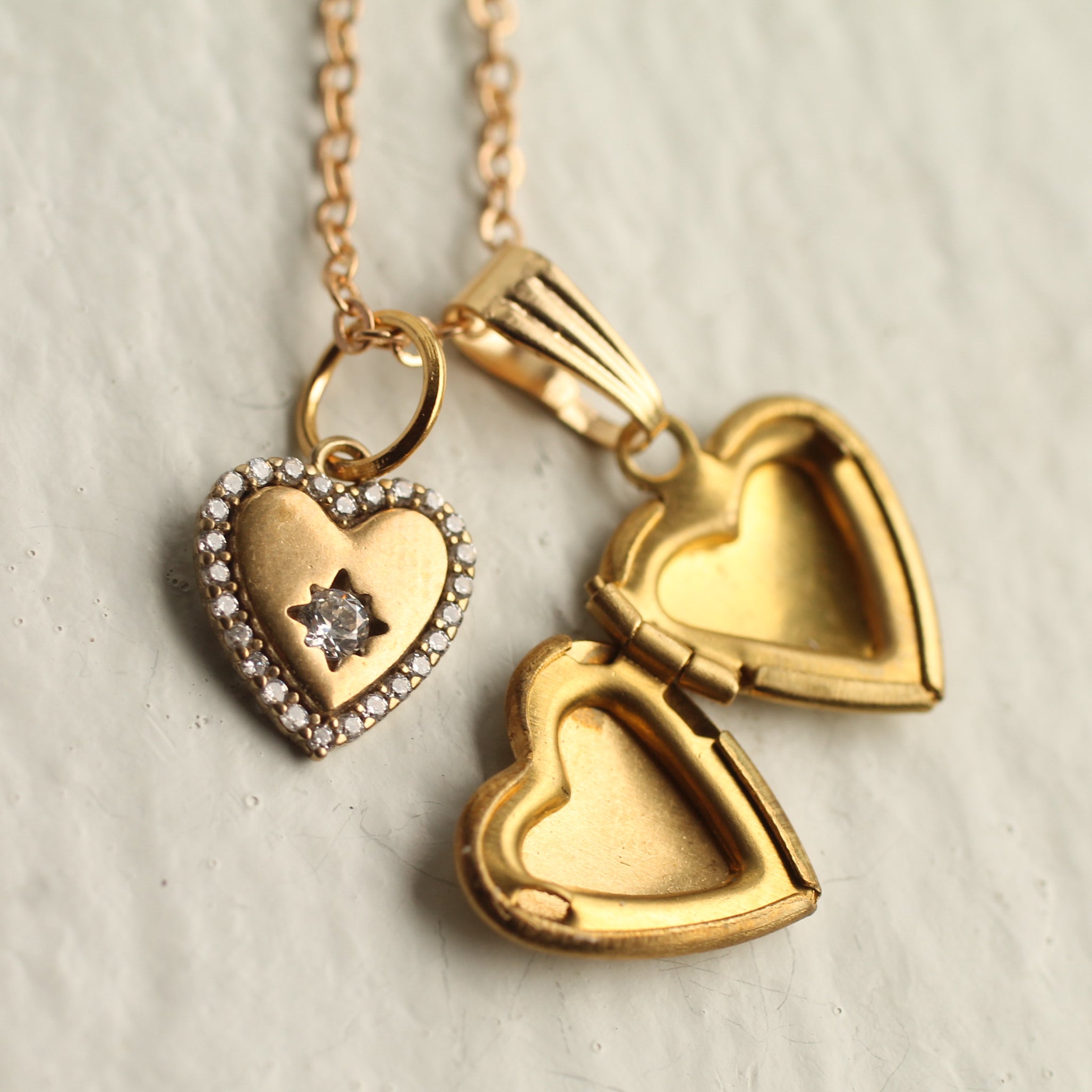 Vintage Heart Charm Locket Necklace