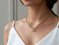 Jade Bar Necklace with Woven Chain