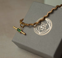 Jade Bar Necklace with Woven Chain