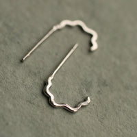 Wobbly Hoop Sterling Silver Earrings