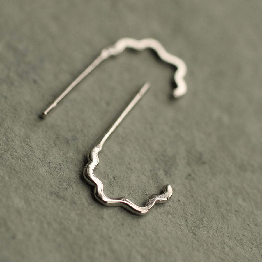 Wobbly Hoop Sterling Silver Earrings
