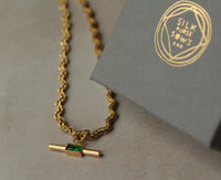 Jade Bar Necklace with Woven Chain