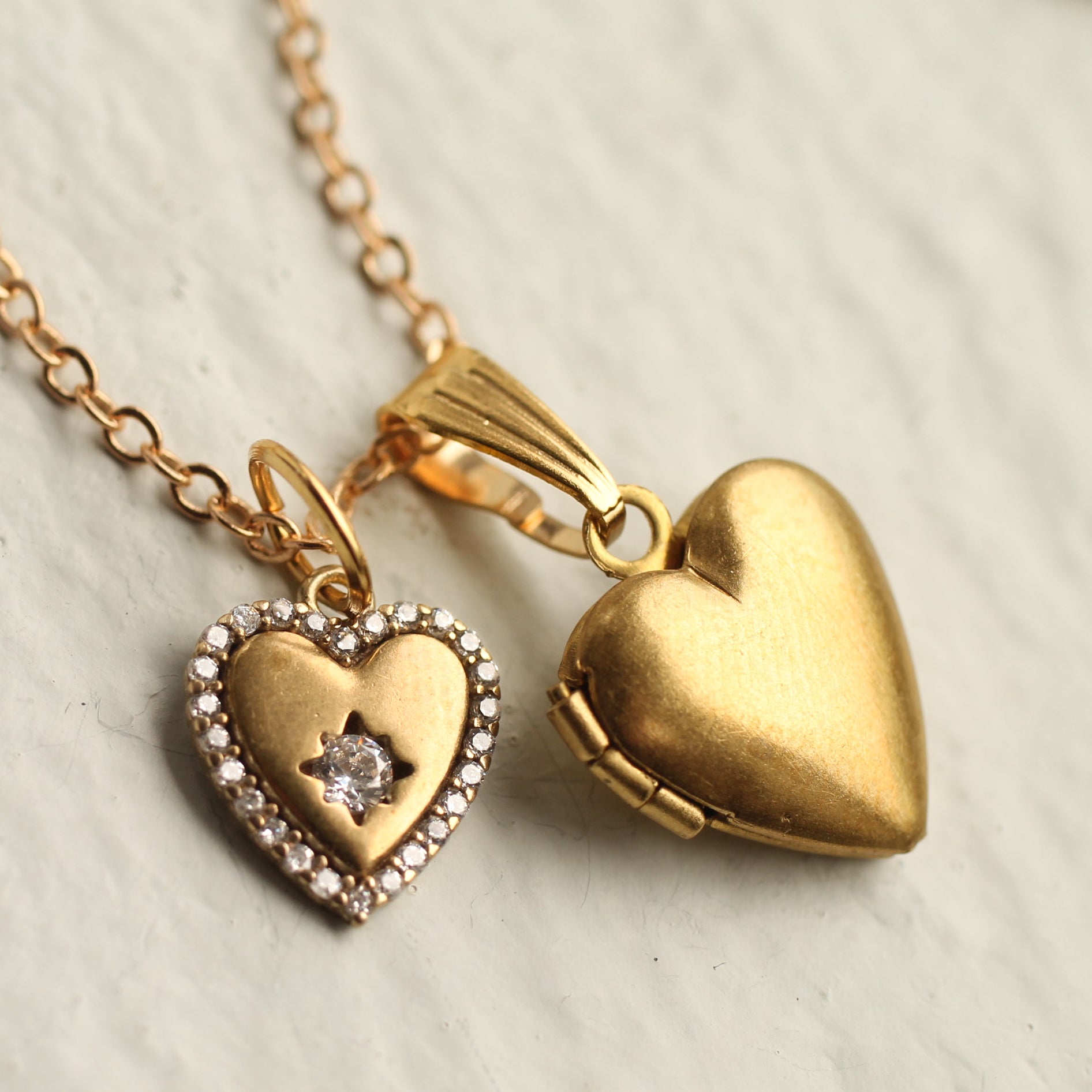 Vintage Heart Charm Locket Necklace