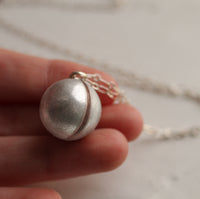 Silver Sphere Locket Necklace