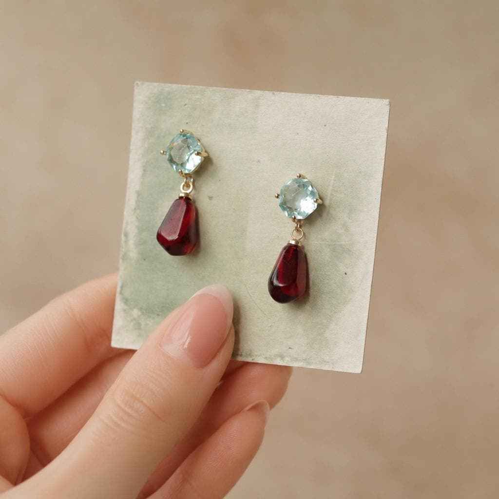 Pomegranate Sapphire Jewel Earrings