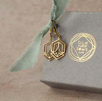 Gold Art Deco Brass Earrings