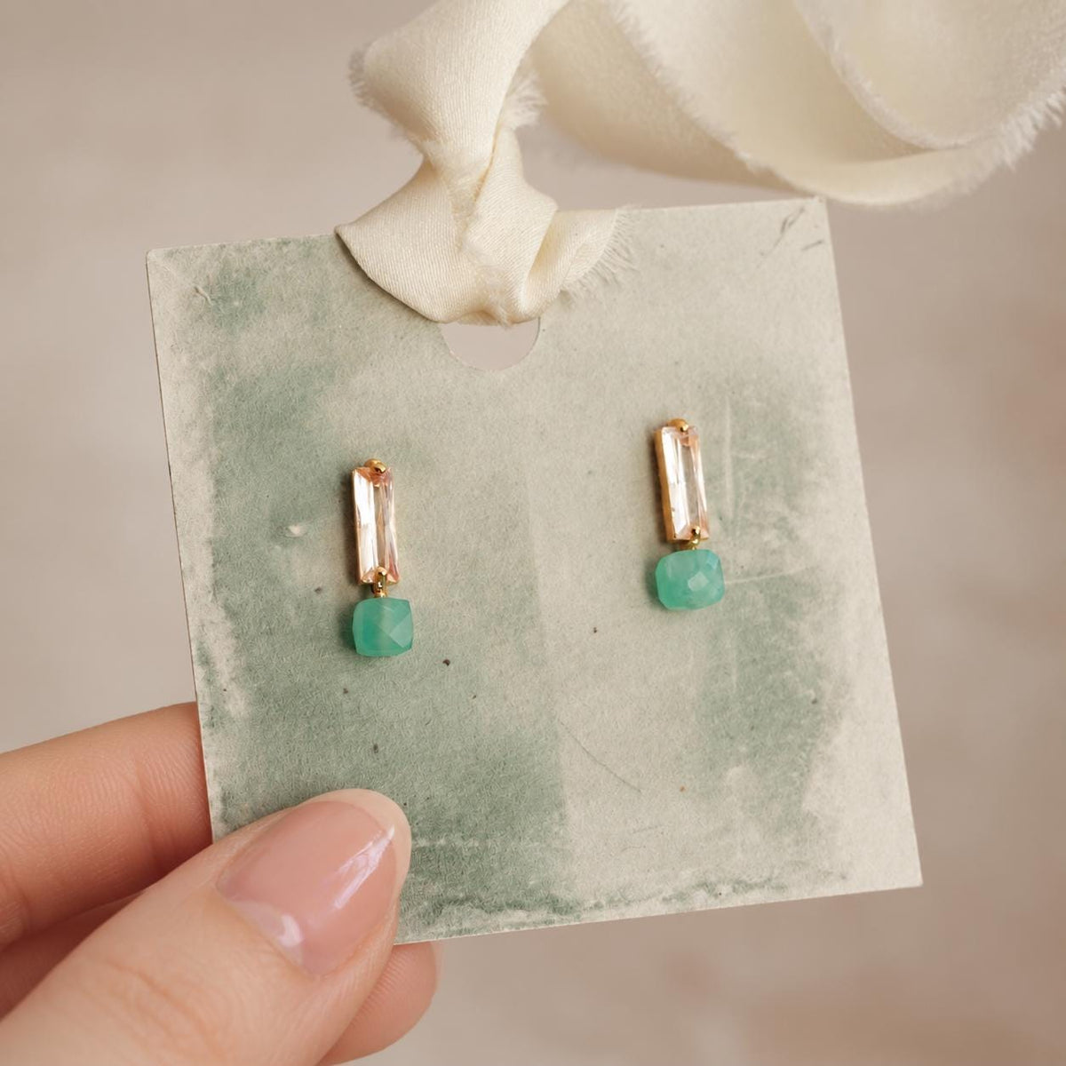 Turquoise Amazonite Cube Earrings
