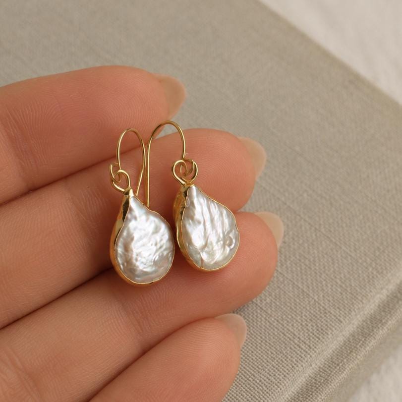 Freshwater Pearl Baroque Teardrop Earrings
