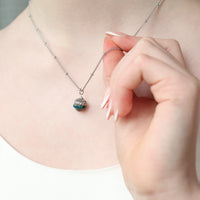 Teal Silver Acorn Necklace
