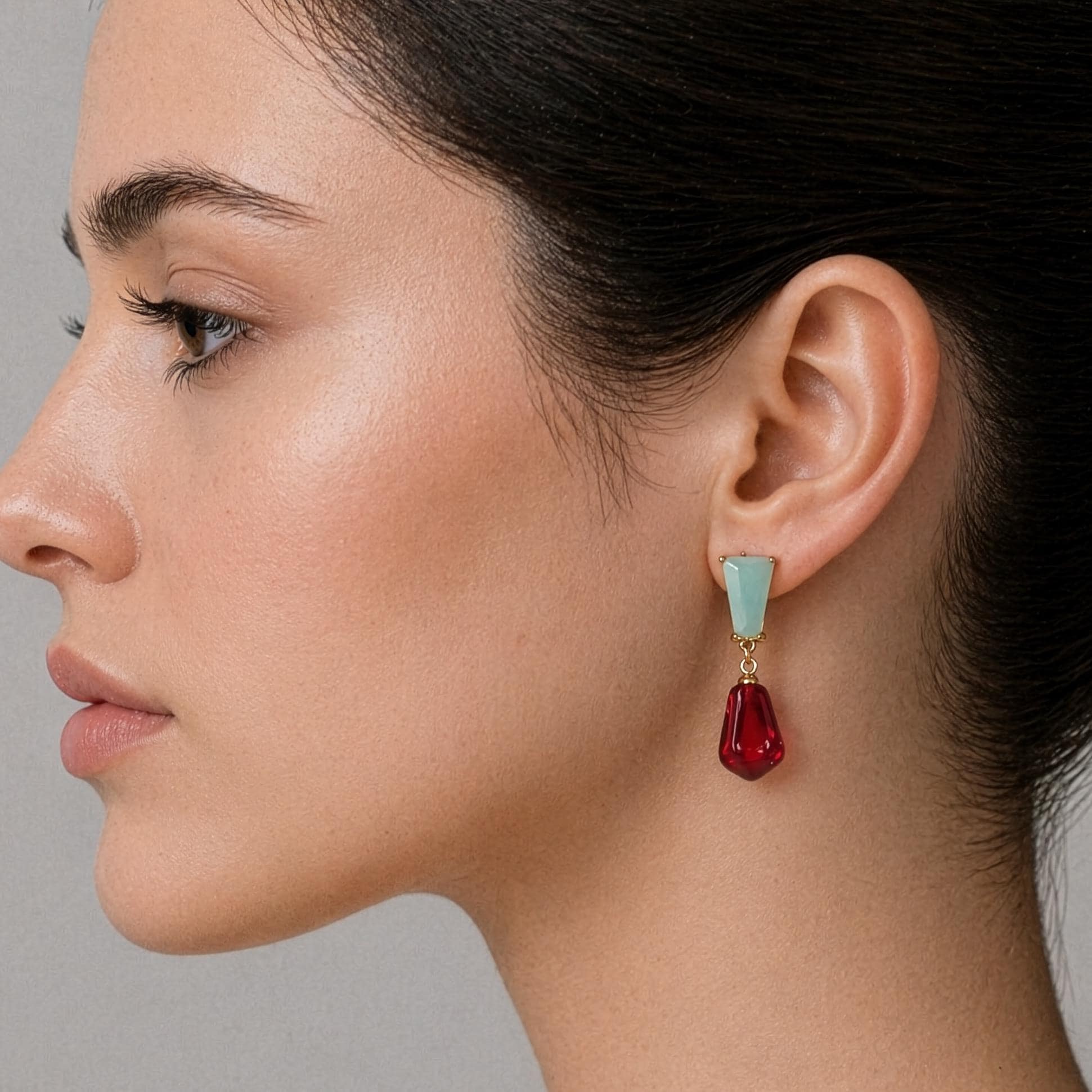Pomegranate Red and Turquoise Earrings