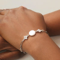 Silver Art Deco Crystal Pearl Bracelet