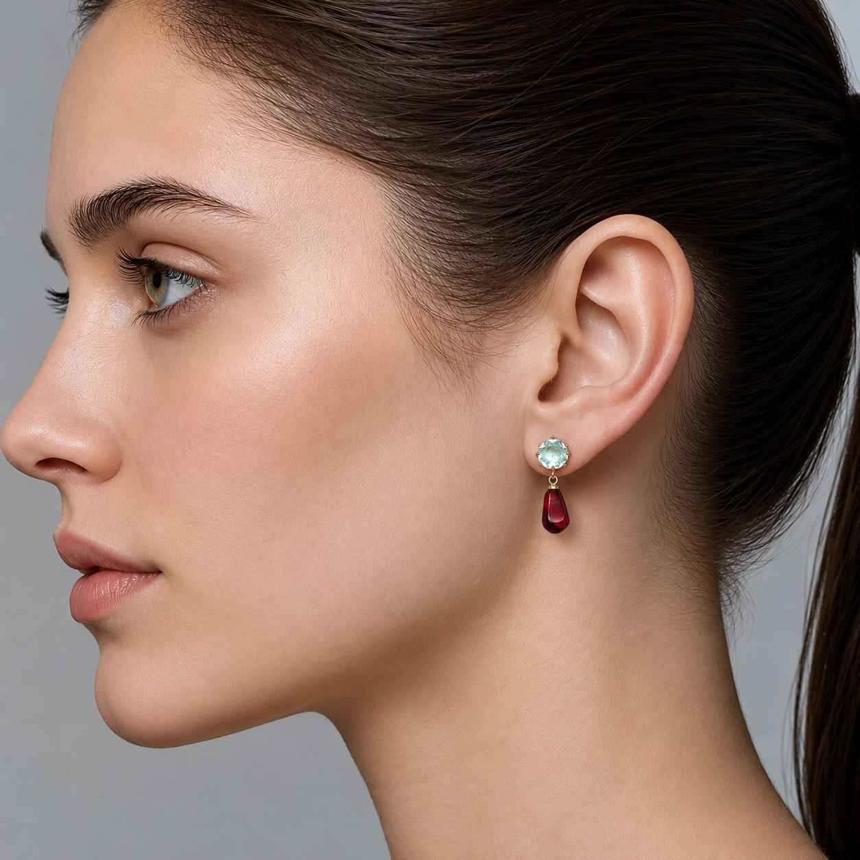 Pomegranate Sapphire Jewel Earrings