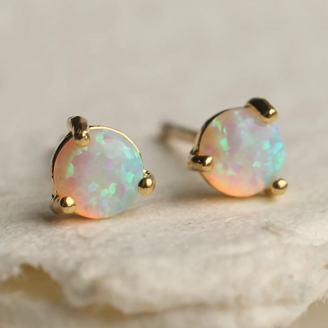 Tiny Opal Stud Earrings