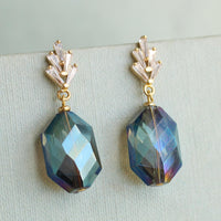 Blue Opal Art Deco Earrings