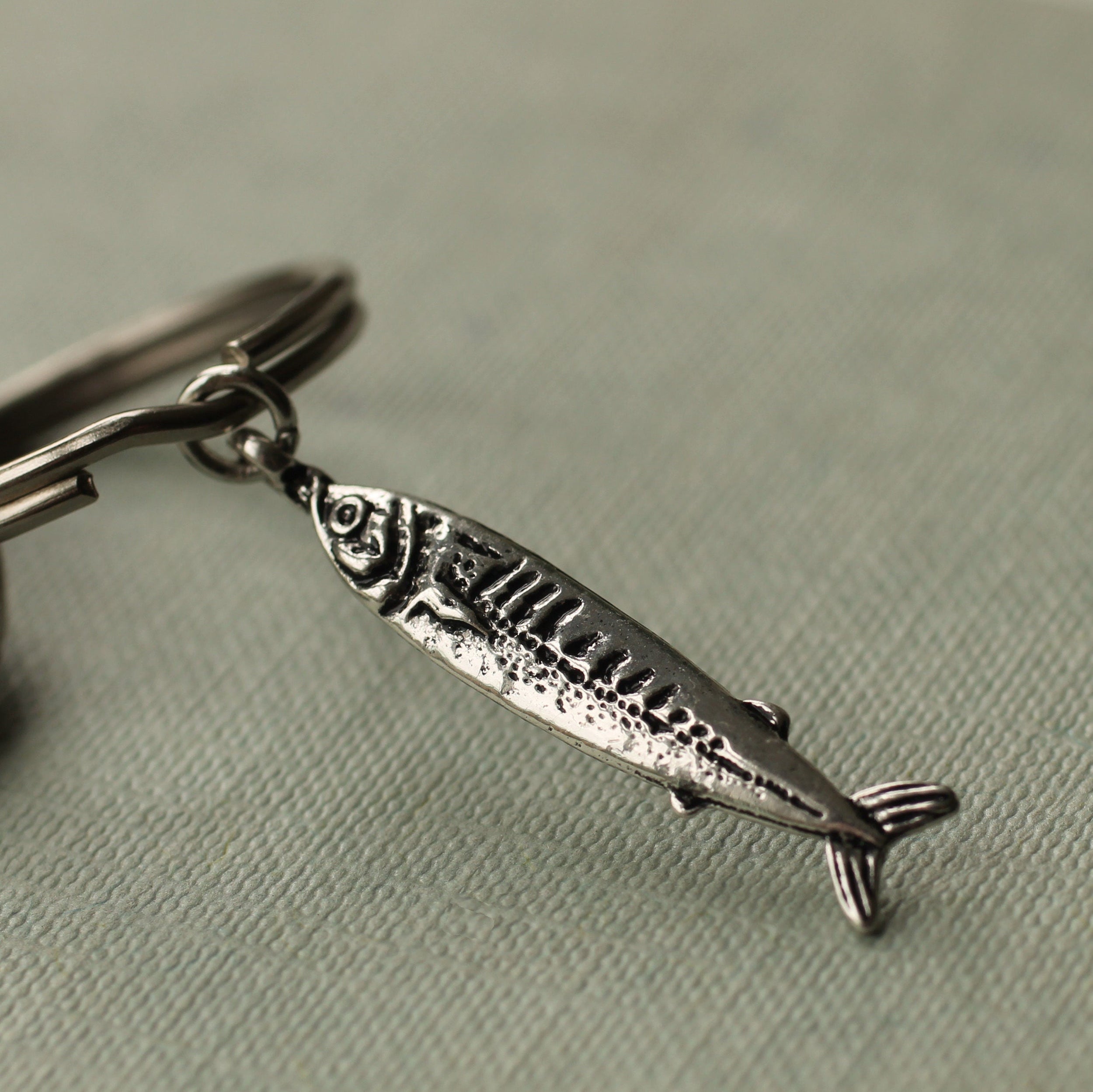 Tiny Sardine Charm Keyring