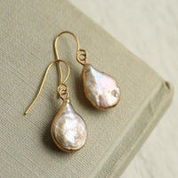 Freshwater Pearl Baroque Teardrop Earrings