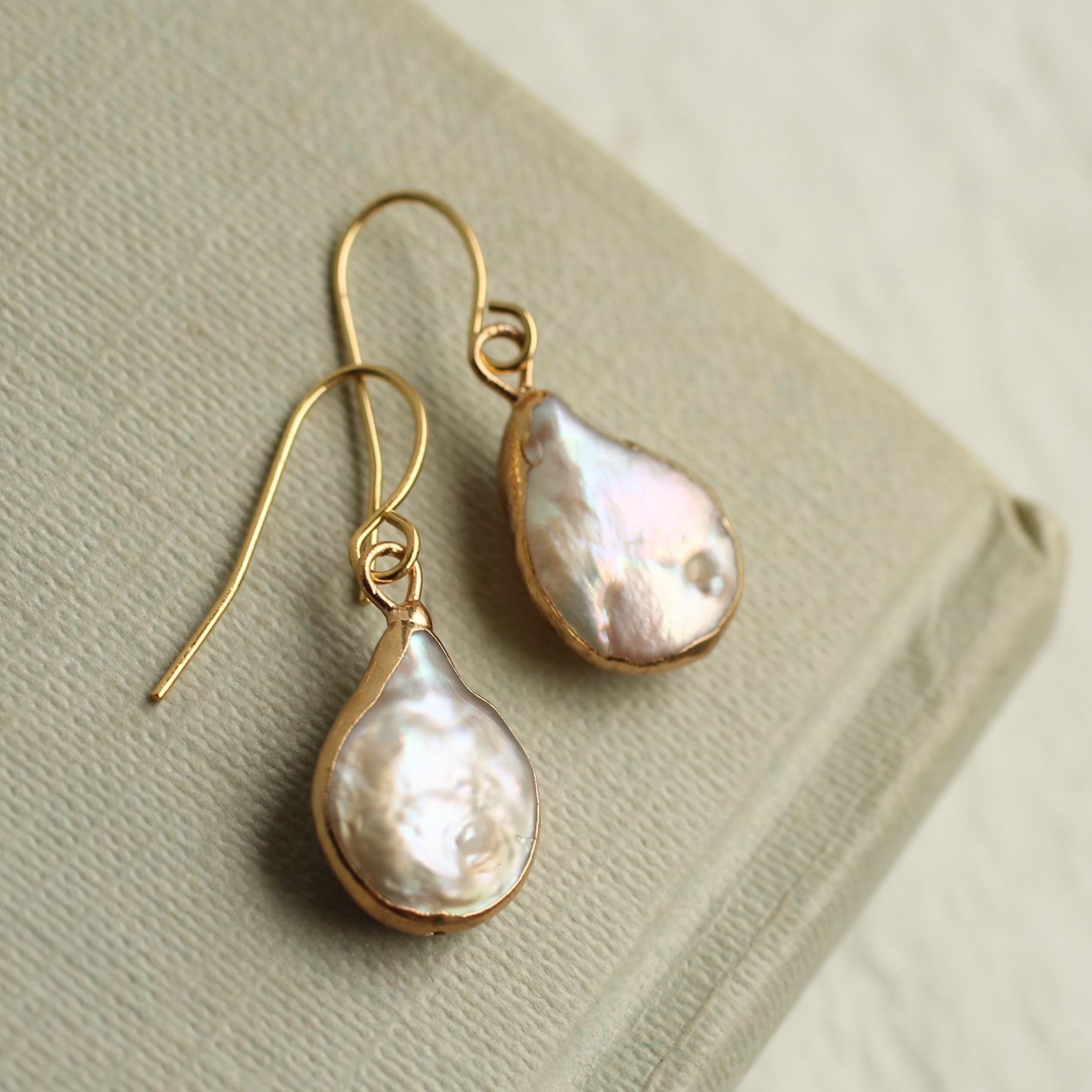 Freshwater Pearl Baroque Teardrop Earrings