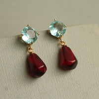 Pomegranate Sapphire Jewel Earrings
