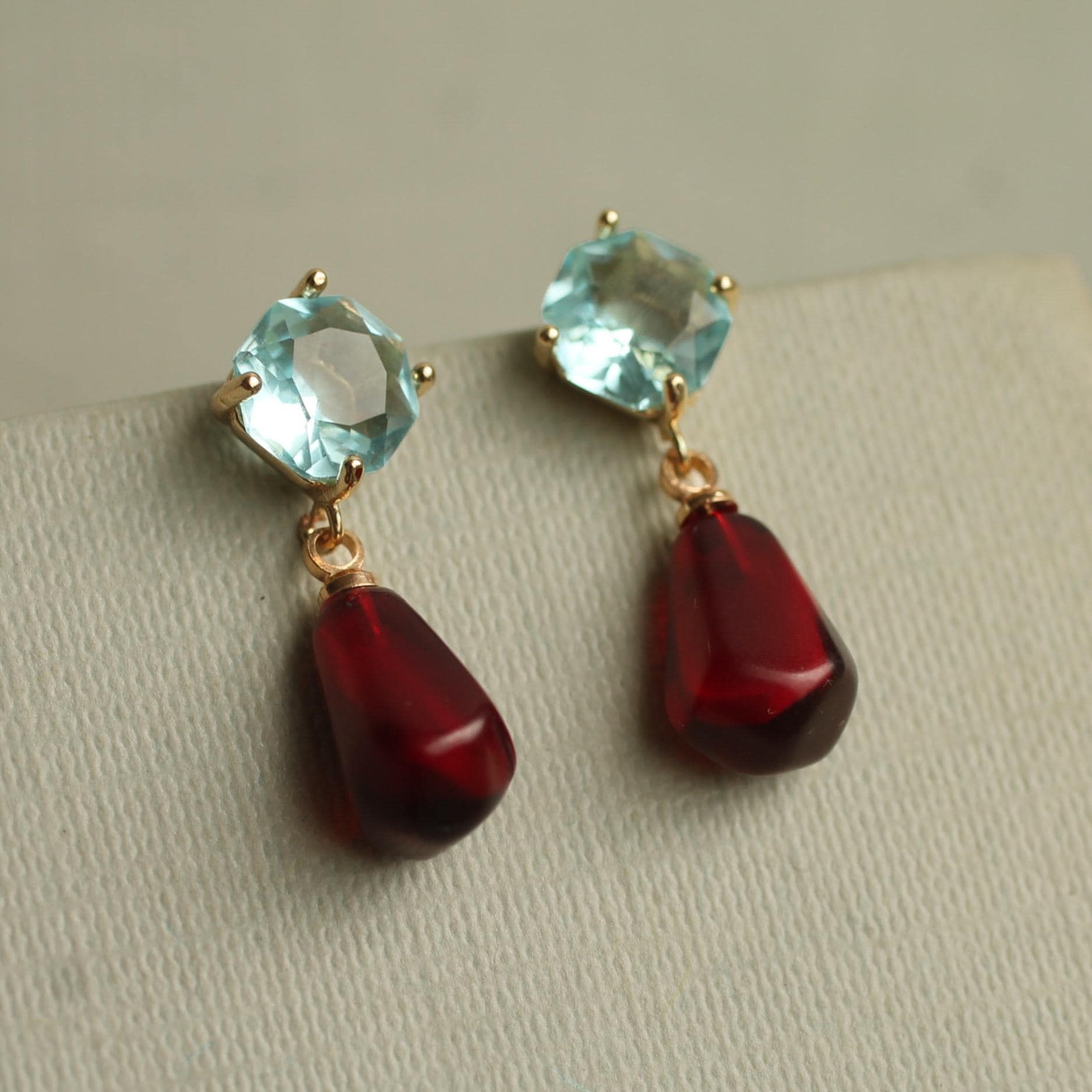 Pomegranate Sapphire Jewel Earrings