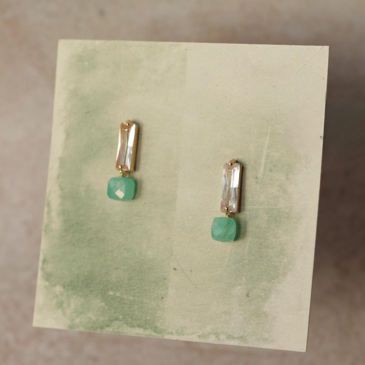 Turquoise Amazonite Cube Earrings