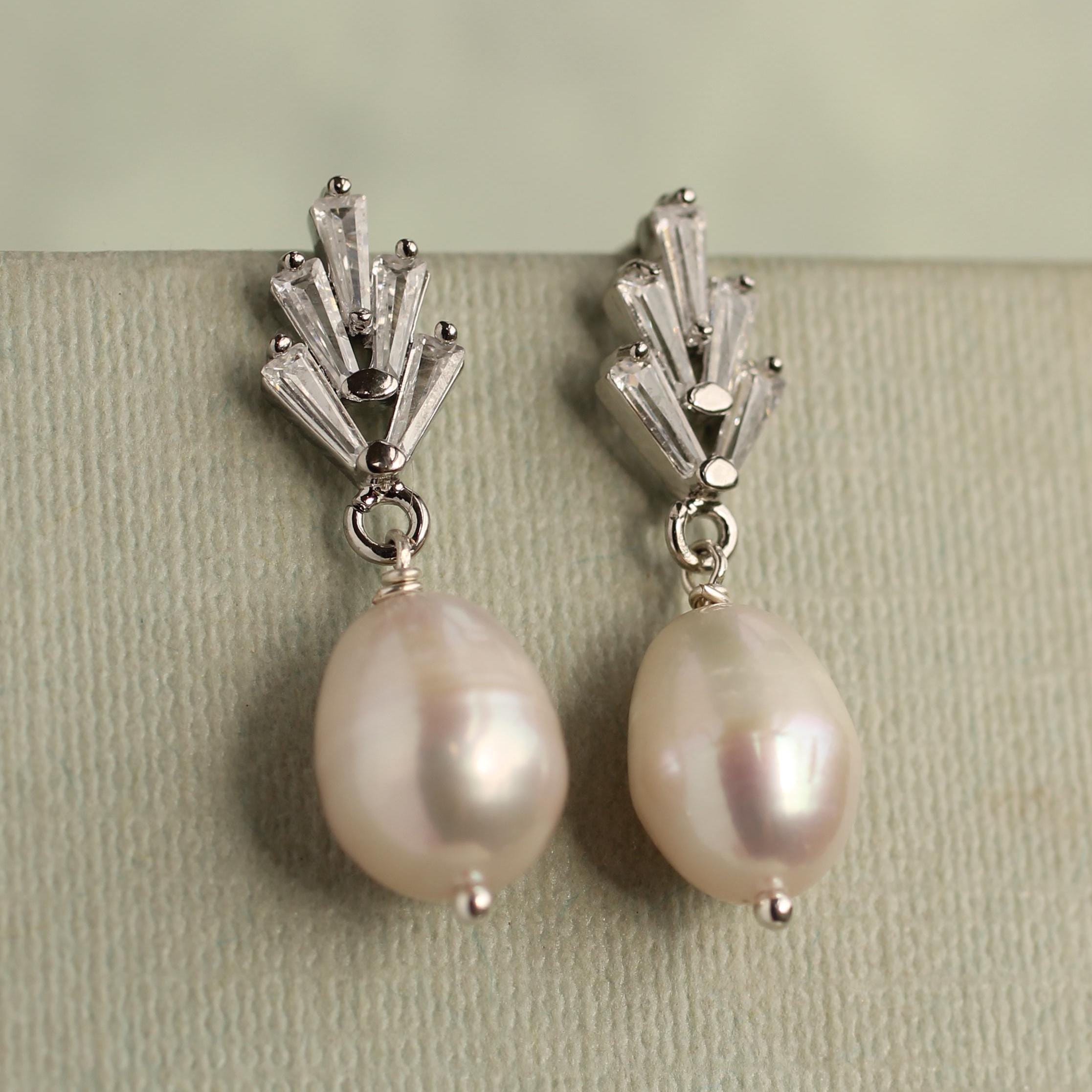 Crystal Chrysler Freshwater Pearl Drop Earrings