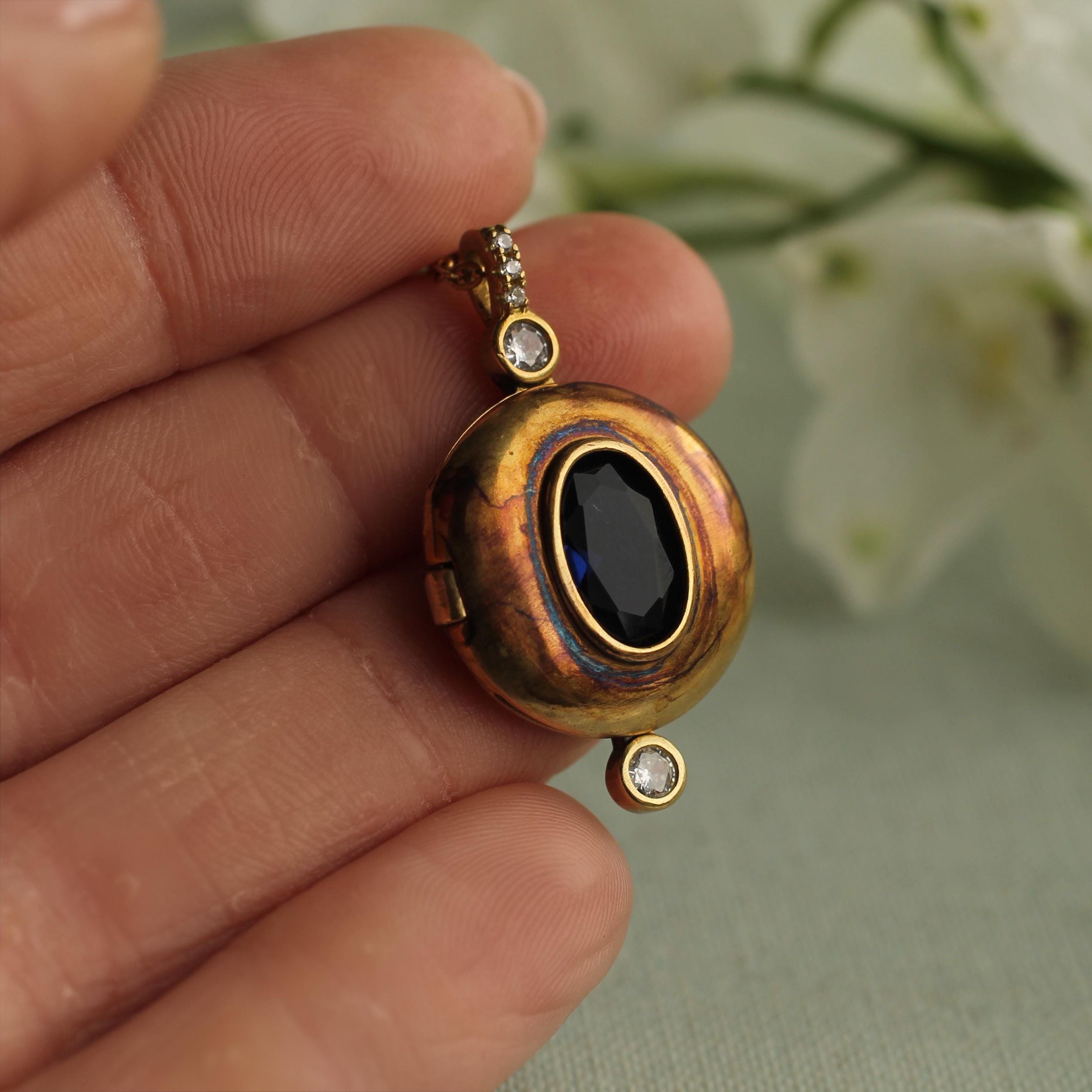 Art Deco Ruby Red Locket Necklace