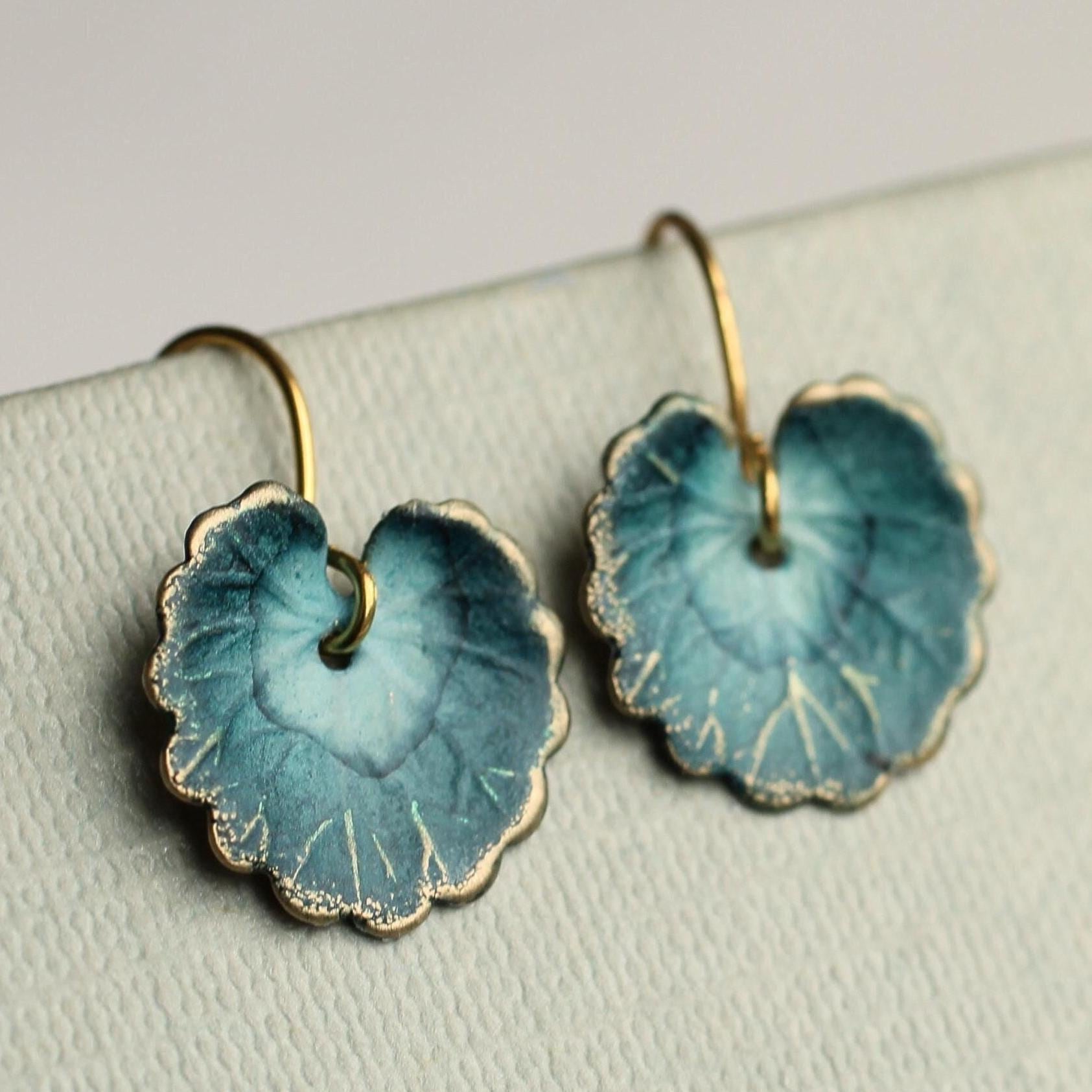 Navy Leaf Earrings