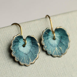 Navy Leaf Earrings