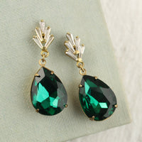 Art Deco Emerald Teardrop Earrings