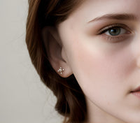 Silver Comet Pearl Stud Earrings