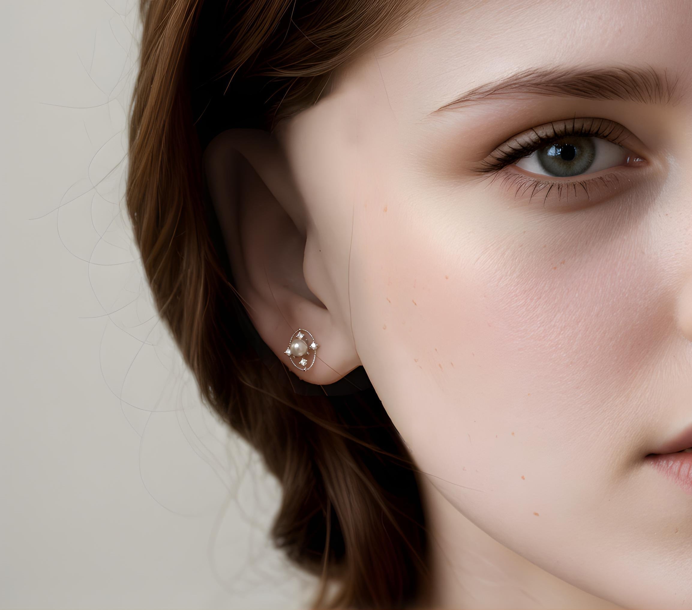 Silver Comet Pearl Stud Earrings