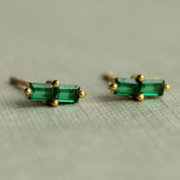 Emerald Baguette Stud Earrings