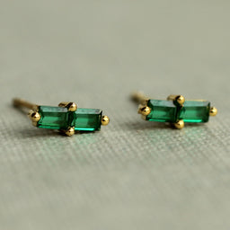 Emerald Baguette Stud Earrings