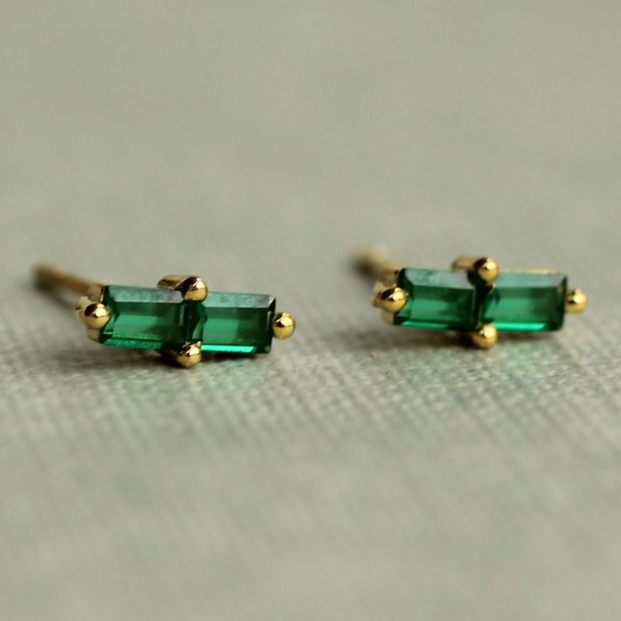 Emerald Baguette Stud Earrings
