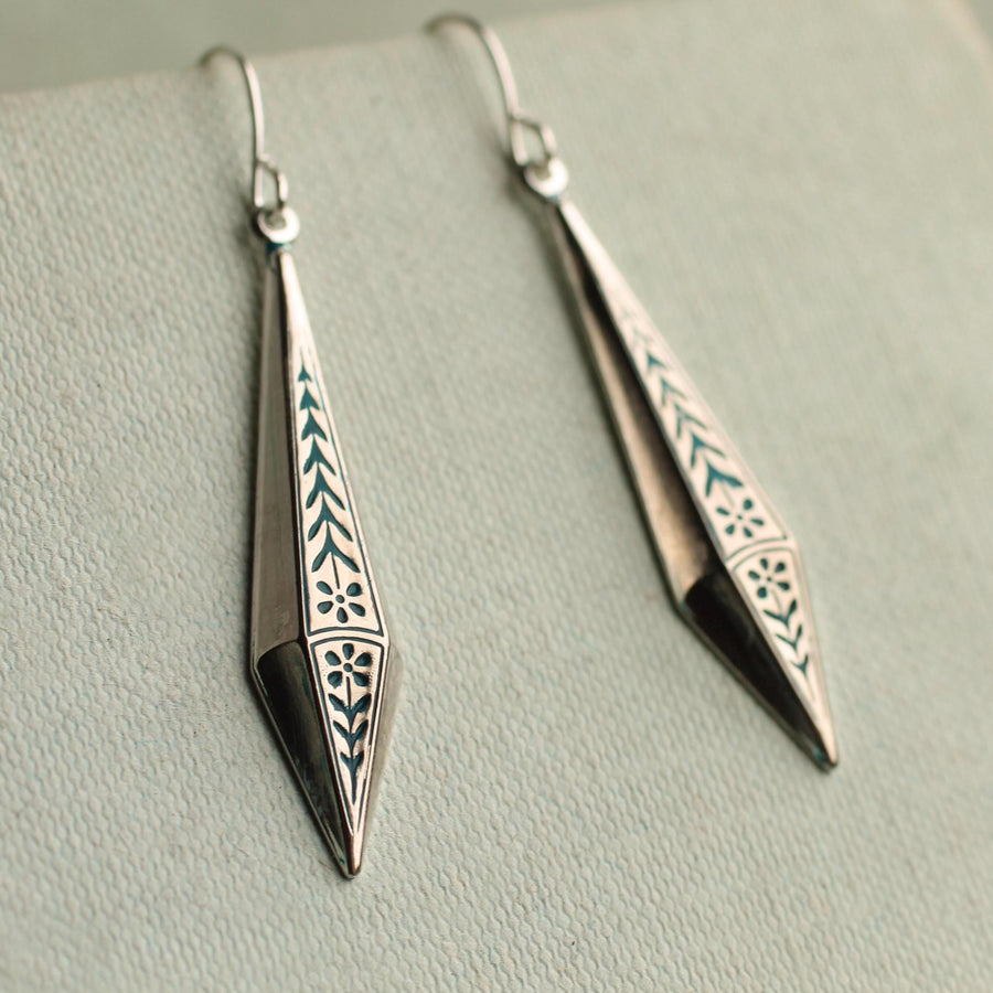 Silver Floral Sprig Earrings