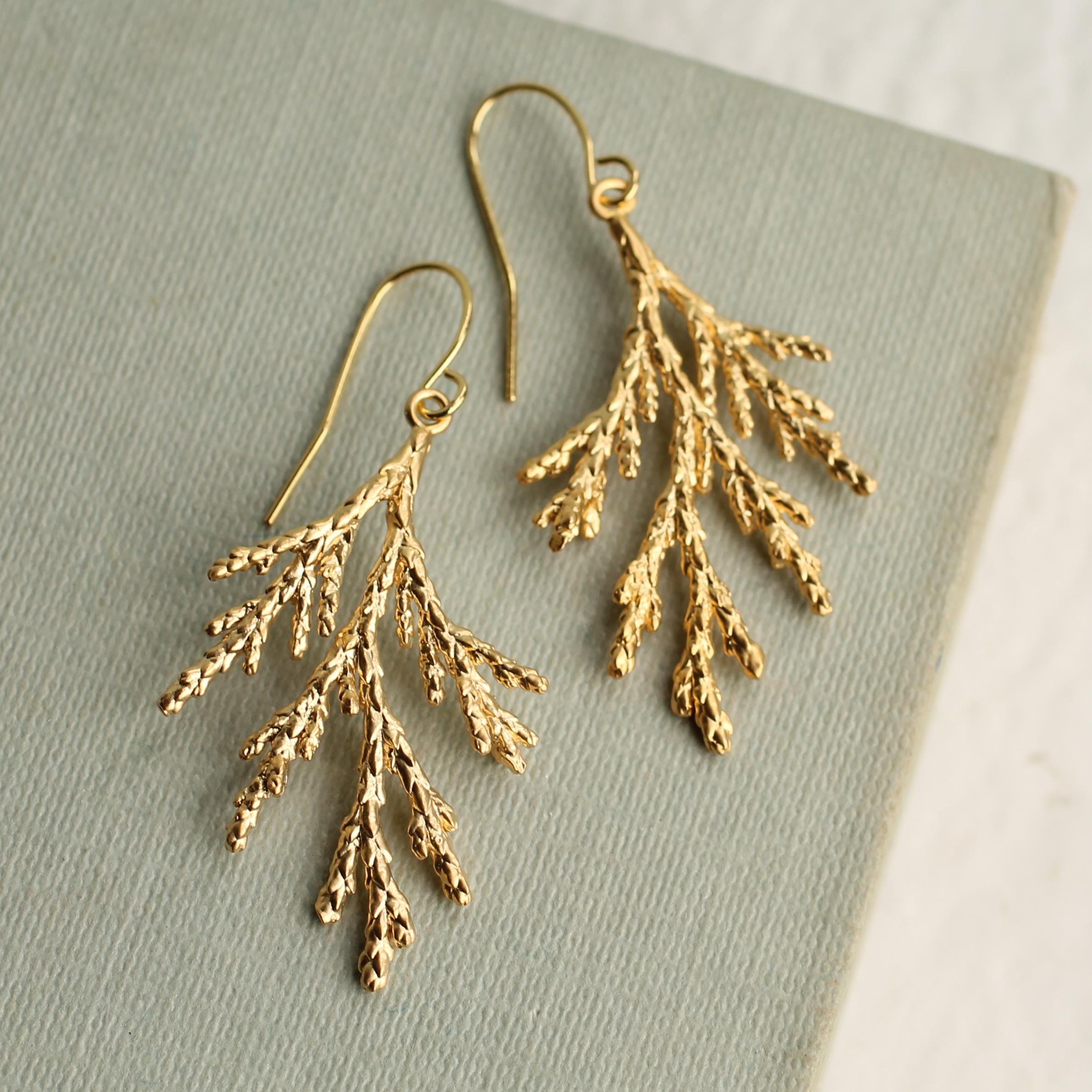 Conifer Branch Botanical Earrings