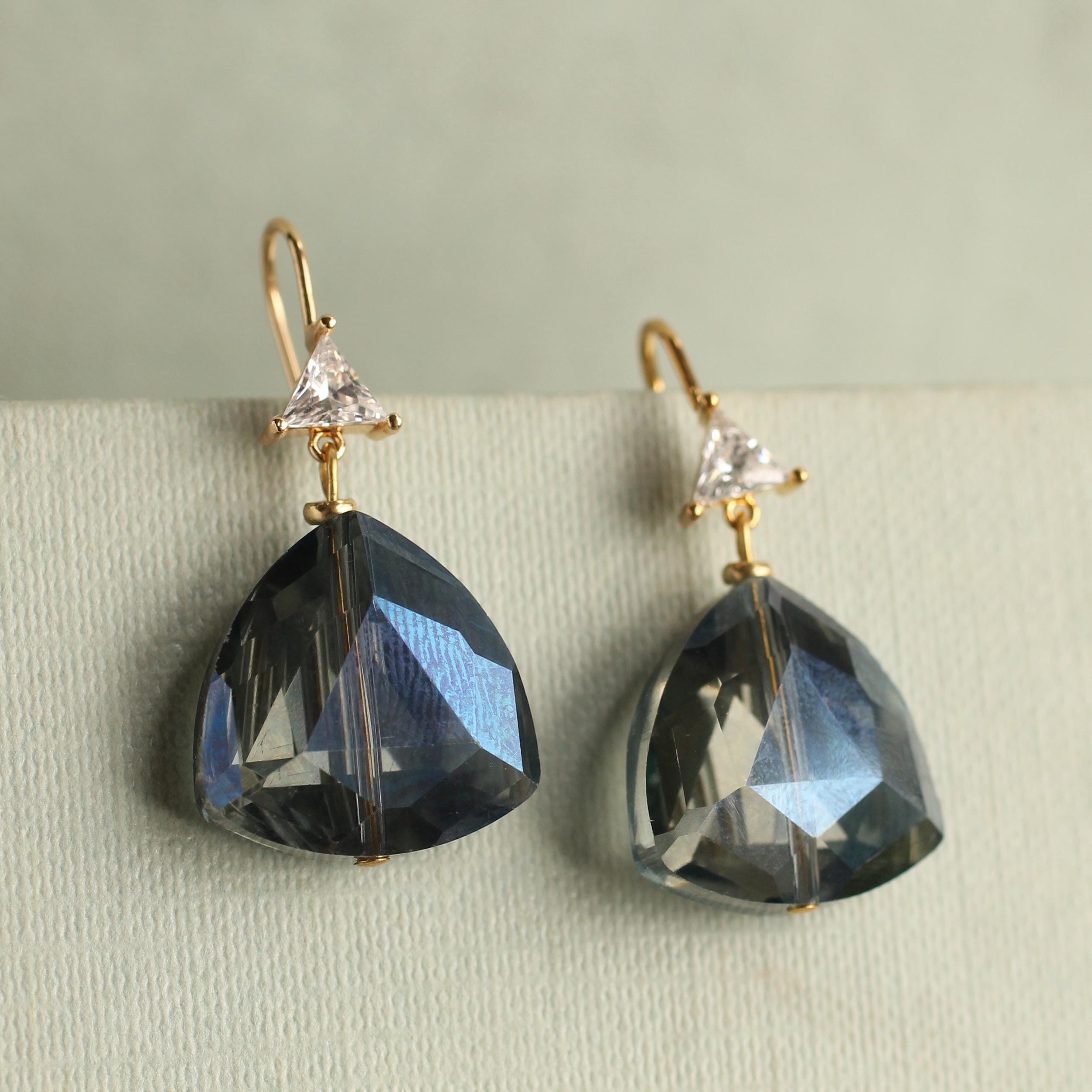 Labradorite Navy Blue Art Deco Earrings