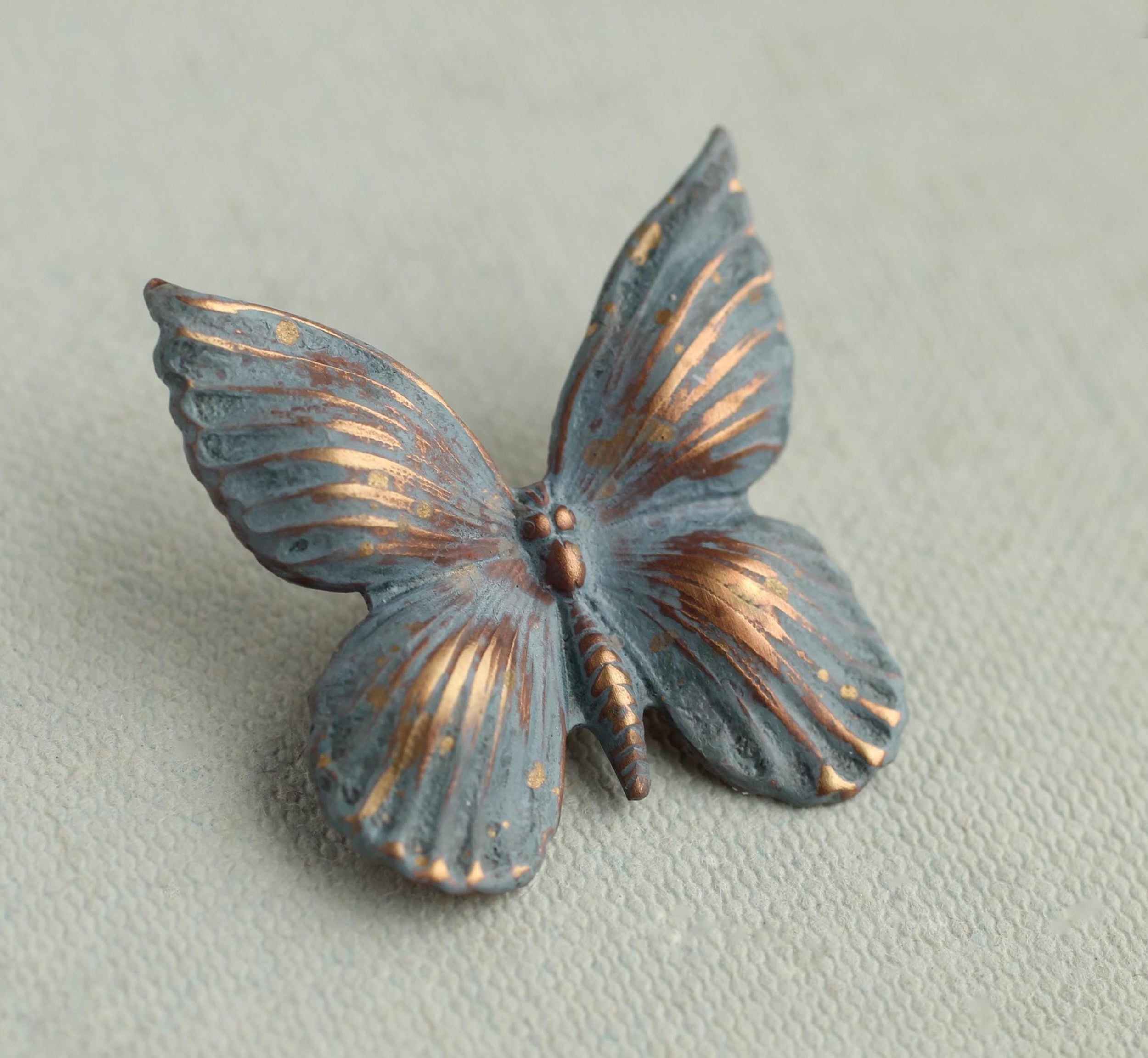 Grey & Copper Butterfly Brooch