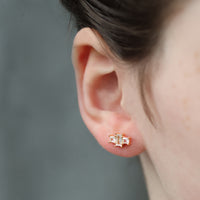 Art Deco Silver Rectangle Stud Earrings