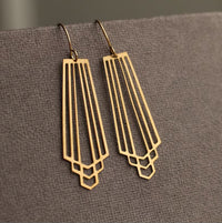 Art Deco Gold Fan Earrings