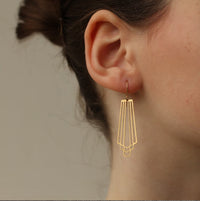 Art Deco Gold Fan Earrings