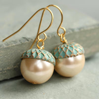 Gold Pearl & Turquoise Earrings