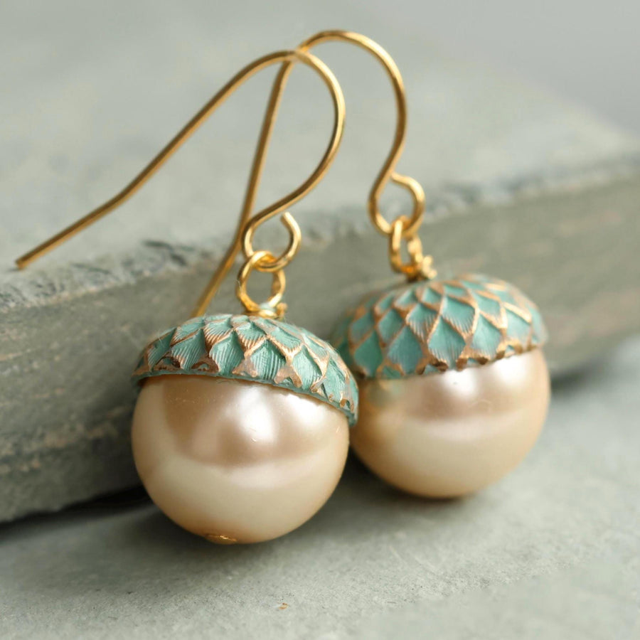 Gold Pearl & Turquoise Earrings
