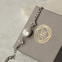 Silver Art Deco Crystal Pearl Bracelet